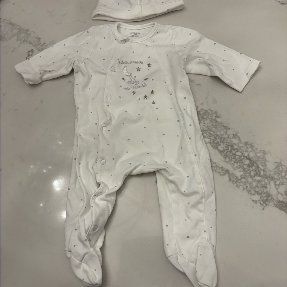 Little Me White Starry Night Footie